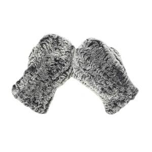 9698 Women Winter Knitted Rex Rabbit Fur Fingerless Glovess For Arm